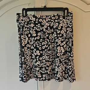 Boden Black and White Pleated Skater Skirt